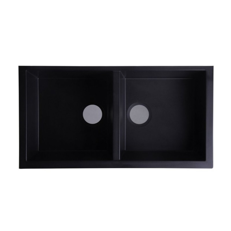 ALFI Brand AB3420UM-BLA Black 34" Undermount Double Bowl Granite Composite Kitchen Sink