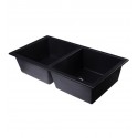 ALFI Brand AB3420UM-BLA Black 34" Undermount Double Bowl Granite Composite Kitchen Sink