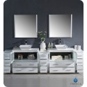 Fresca FVN62-108WH-VSL Torino 108" Double Sink Modern Bathroom Vanity with 3 Side Cabinets and Vessel Sinks in White