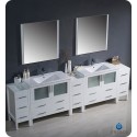Fresca FVN62-108WH-UNS Torino 108&quot; Double Sink Modern Bathroom Vanity with 3 Side Cabinets and Integrated Sinks in White