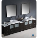Fresca FVN62-108ES-VSL Torino 108&quot; Double Sink Modern Bathroom Vanity with 3 Side Cabinets and Vessel Sinks in Espresso