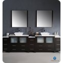 Fresca FVN62-108ES-VSL Torino 108&quot; Double Sink Modern Bathroom Vanity with 3 Side Cabinets and Vessel Sinks in Espresso