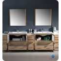 Fresca FVN62-108LO-UNS Torino 108" Double Sink Modern Bathroom Vanity with 3 Side Cabinets and Integrated Sinks in Light Oak