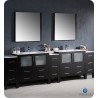 Fresca FVN62-108ES-UNS Torino 108" Double Sink Modern Bathroom Vanity with 3 Side Cabinets and Integrated Sinks in Espresso