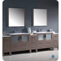 Fresca FVN62-108GO-UNS Torino 108&quot; Double Sink Modern Bathroom Vanity with 3 Side Cabinets and Integrated Sinks in Gray Oak