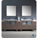 Fresca FVN62-108GO-UNS Torino 108&quot; Double Sink Modern Bathroom Vanity with 3 Side Cabinets and Integrated Sinks in Gray Oak