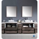 Fresca FVN62-108GO-VSL Torino 108" Double Sink Modern Bathroom Vanity with 3 Side Cabinets and Vessel Sinks in Gray Oak