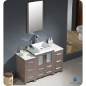 Fresca FVN62-122412GO-VSL Torino 48" Modern Bathroom Vanity with 2 Side Cabinets and Vessel Sink in Gray Oak