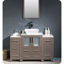 Fresca FVN62-122412GO-VSL Torino 48" Modern Bathroom Vanity with 2 Side Cabinets and Vessel Sink in Gray Oak