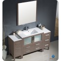 Fresca FVN62-123612GO-UNS Torino 60" Modern Bathroom Vanity with 2 Side Cabinets and Integrated Sink in Gray Oak