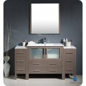 Fresca FVN62-123612GO-UNS Torino 60" Modern Bathroom Vanity with 2 Side Cabinets and Integrated Sink in Gray Oak