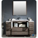 Fresca FVN62-123612GO-UNS Torino 60" Modern Bathroom Vanity with 2 Side Cabinets and Integrated Sink in Gray Oak
