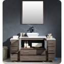 Fresca FVN62-123612GO-VSL Torino 60" Modern Bathroom Vanity with 2 Side Cabinets and Vessel Sink in Gray Oak
