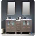 Fresca FVN62-241224GO-UNS Torino 60" Double Sink Modern Bathroom Vanity with Side Cabinet and Integrated Sinks in Gray Oak