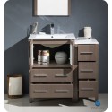 Fresca FVN62-2412GO-UNS Torino 36" Modern Bathroom Vanity with Side Cabinet and Integrated Sinks in Gray Oak