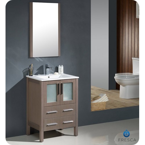 Fresca FVN6224GO-UNS Torino 24" Modern Bathroom Vanity with Integrated Sink in Gray Oak