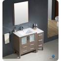 Fresca FVN62-3012GO-UNS Torino 42" Modern Bathroom Vanity with Side Cabinet and Integrated Sink in Gray Oak
