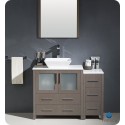 Fresca FVN62-3012GO-VSL Torino 42" Modern Bathroom Vanity with Side Cabinet and Vessel Sink in Gray Oak