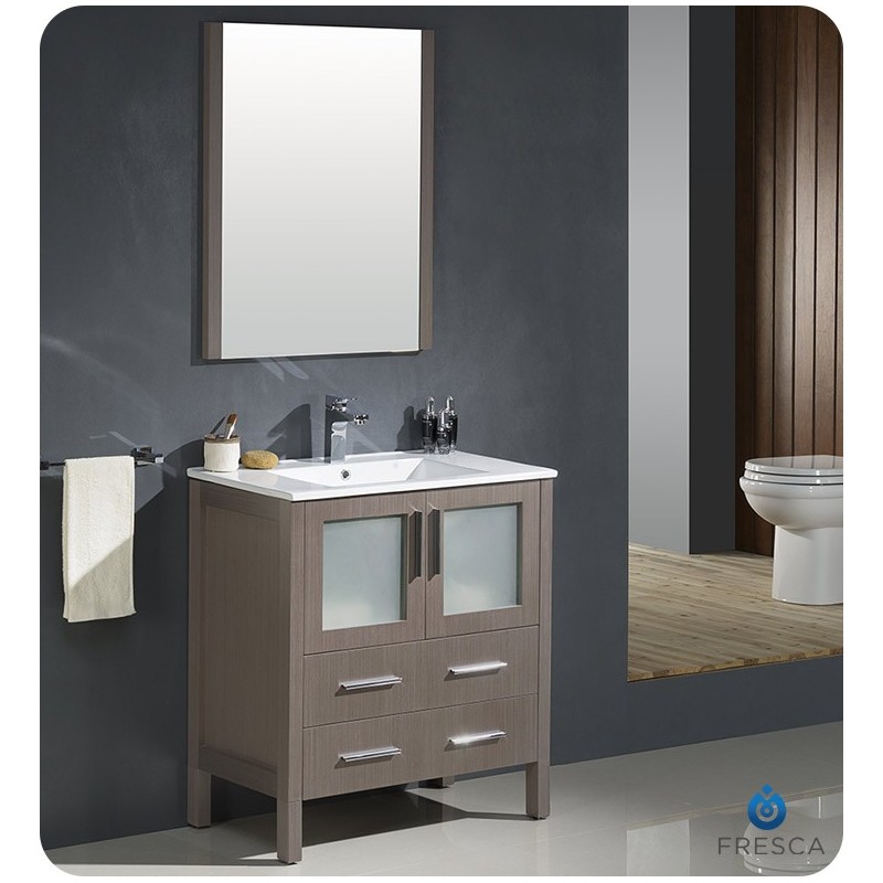 Fresca FVN6230GO-UNS Torino 30" Modern Bathroom Vanity with Integrated Sink in Gray Oak
