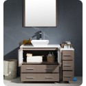 Fresca FVN62-3612GO-VSL Torino 48" Modern Bathroom Vanity with Side Cabinet and Vessel Sink in Gray Oak