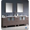 Fresca FVN62-96GO-UNS Torino 96" Double Sink Modern Bathroom Vanity with 3 Side Cabinets and Integrated Sinks in Gray Oak