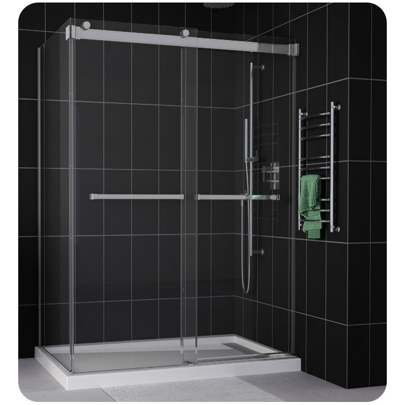 Fleurco NPU60 Gemini Plus Frameless Bypass 60 Sliding Shower Doors with Return Panel