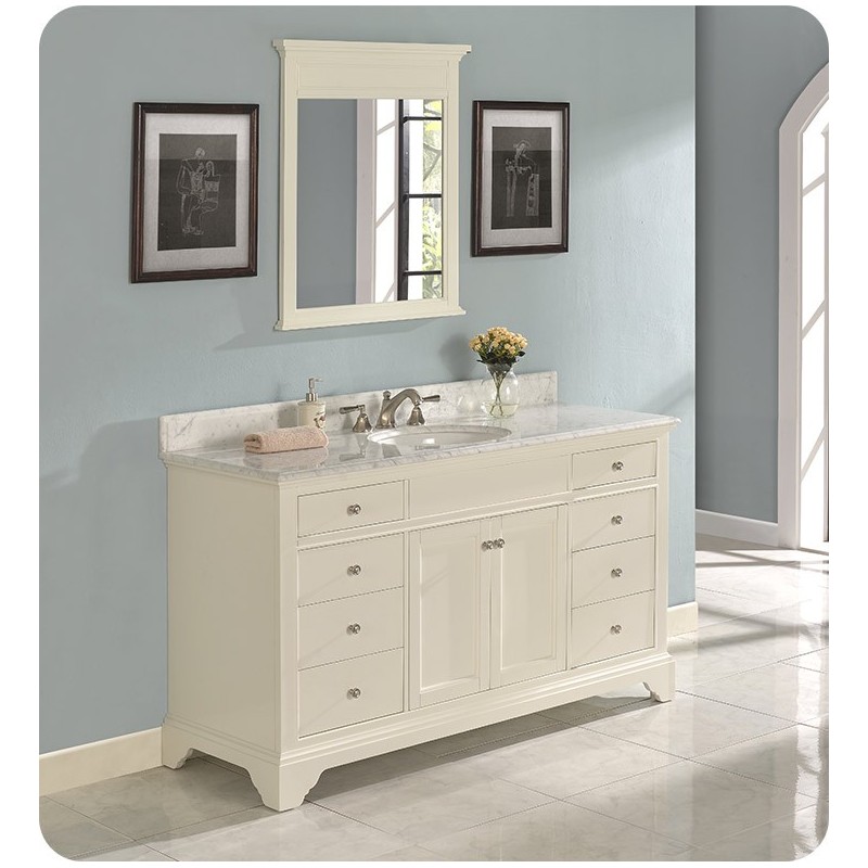 Fairmont Designs 1502-V60 Framingham 60" Single Bowl Traditional Vanity in Polar White