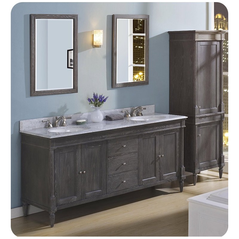 Fairmont Designs 143-V7221D Rustic Chic 72" Double Bowl Transitional Vanity in Silvered Oak