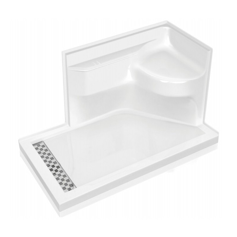 Fleurco ASBL6032-18 Bella Shower Base with Seat in Acrylic - Left Side Configuration