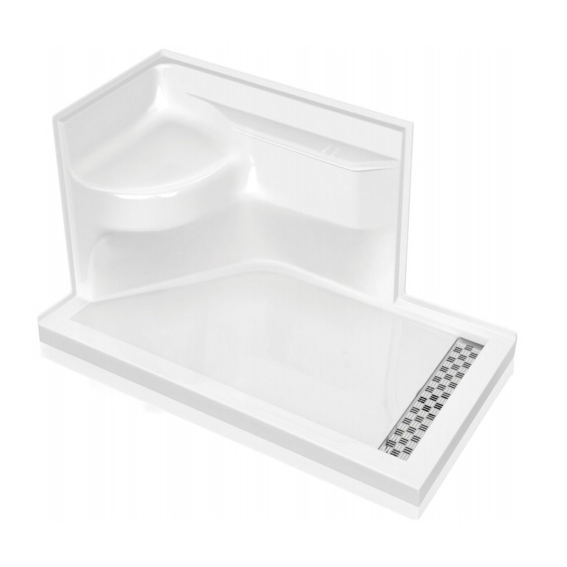 Fleurco ASBR6032-18 Bella Shower Base with Seat in Acrylic - Right Side Configuration