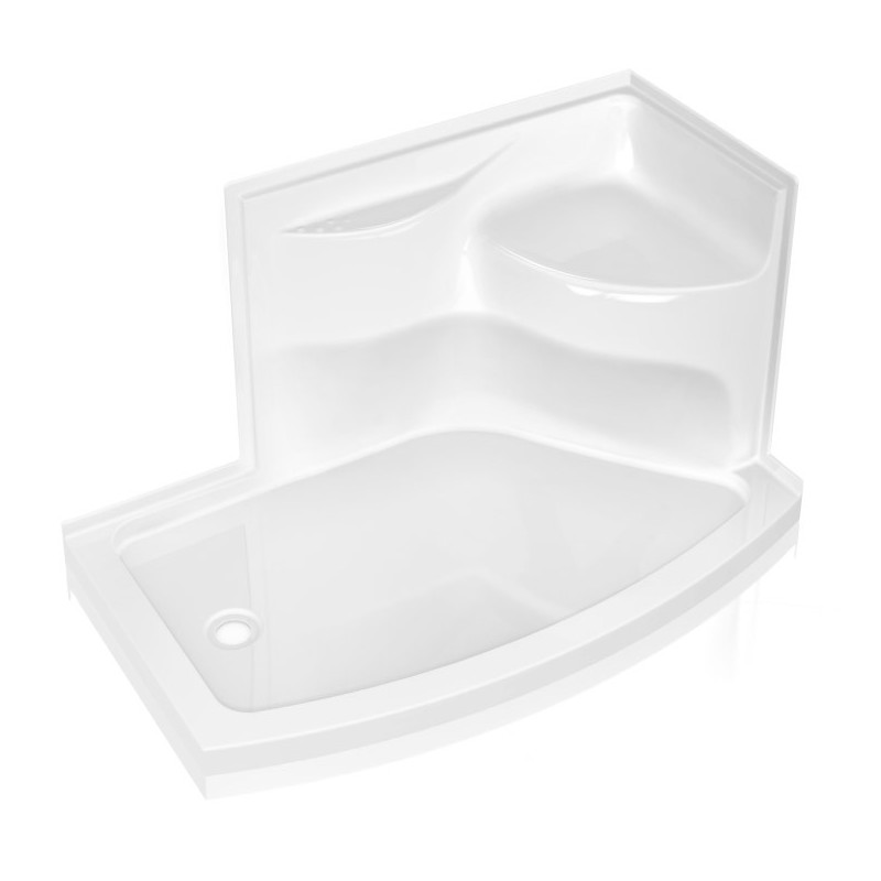 Fleurco ASKL6032-18 Karina Bowfront Acrylic Base with Seat - Left Side Configuration