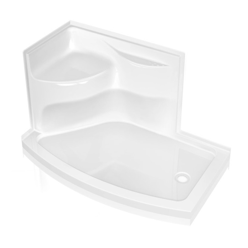 Fleurco ASKR6032-18 Karina Bowfront Acrylic Base with Seat - Right Side Configuration
