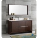 Fresca FVN8119WG-S Allier 60" Wenge Brown Modern Single Sink Bathroom Vanity with Mirror