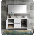 Fresca FVN8119WH-S Fresca Allier 60" White Modern Single Sink Bathroom Vanity with Mirror