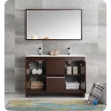 Fresca FVN8148WG-D Fresca Allier 48" Wenge Brown Modern Double Sink Bathroom Vanity with Mirror