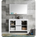 Fresca FVN8148WH-D Fresca Allier 48" White Modern Double Sink Bathroom Vanity with Mirror
