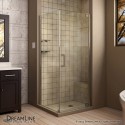DreamLine Elegance 30" by 34" Frameless Pivot Shower Enclosure, Clear 3/8" Glass Shower, Brushed Nickel Finish