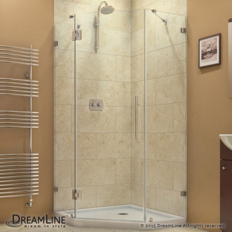 DreamLine PrismLux 36 5/16" by 36 5/16" Frameless Hinged Shower Enclosure, Clear 3/8" Glass Shower, Chrome Finish