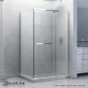 DreamLine Quatra 34 5/16" by 46 5/16" Frameless Pivot Shower Enclosure, Clear 3/8" Glass Shower, Chrome Finish