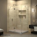 DreamLine QuatraLux 34 5/16" by 46 5/16" Frameless Hinged Shower Enclosure, Clear 3/8" Glass Shower, Brushed Nickel Finish