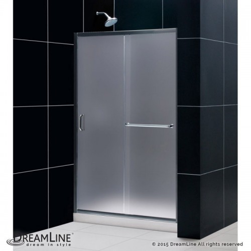 DreamLine Infinity-Z 44 to 48" Frameless Sliding Shower Door, Frosted 1/4" Glass Door, Chrome Finish