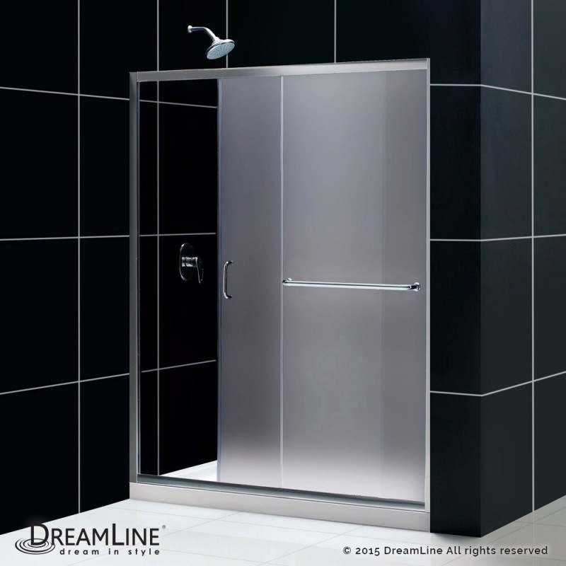 DreamLine Infinity-Z 56 to 60" Frameless Sliding Shower Door, Frosted 1/4" Glass Door, Brushed Nickel Finish