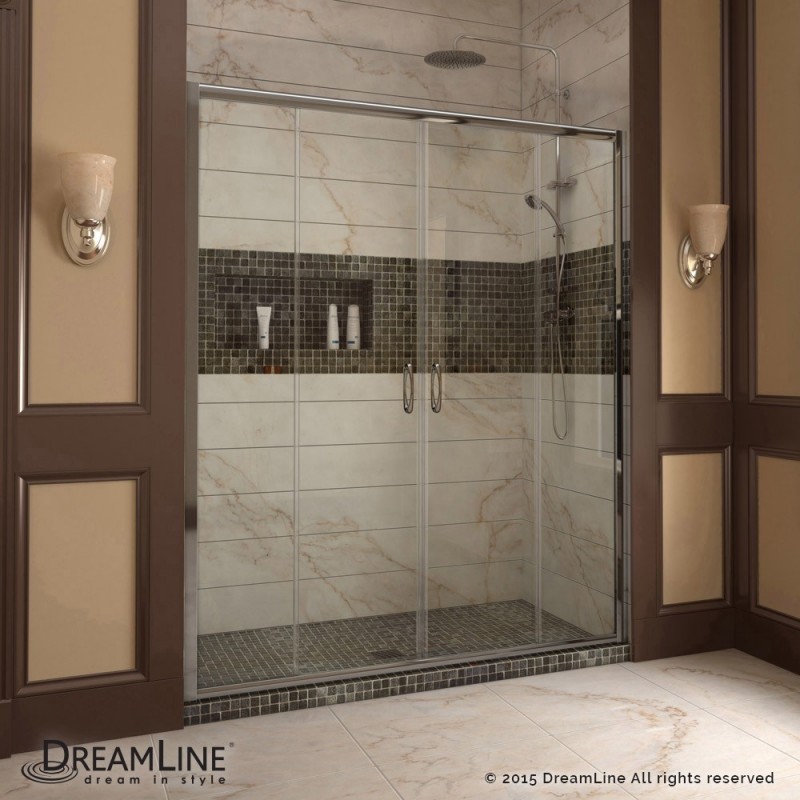 DreamLine Visions 56 to 60" Frameless Sliding Shower Door, Clear 1/4" Glass Door, Chrome Finish