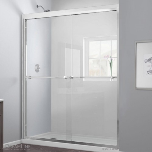 DreamLine Duet 44 to 48" Frameless Bypass Sliding Shower Door, Clear 5/16" Glass Door, Chrome Finish