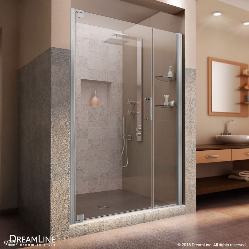 DreamLine Elegance 39 to 41" Frameless Pivot Shower Door, Clear 3/8" Glass Door, Brushed Nickel Finish