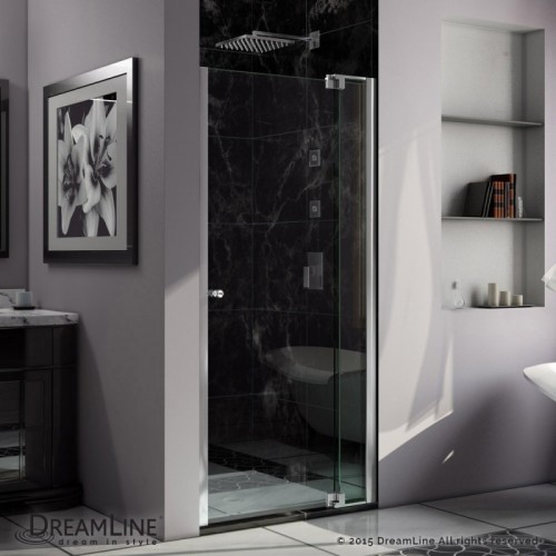 DreamLine Allure 39 to 40 in. Frameless Pivot Shower Door, Clear Glass Door in Chrome Finish