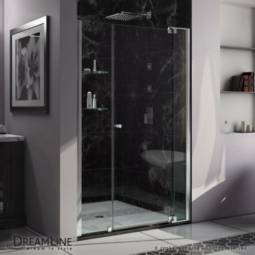 DreamLine Allure 49 to 50 in. Frameless Pivot Shower Door, Clear Glass Door in Chrome Finish