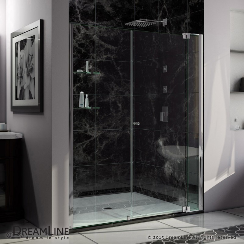 DreamLine Allure 57 to 58 in. Frameless Pivot Shower Door, Clear Glass Door in Chrome Finish