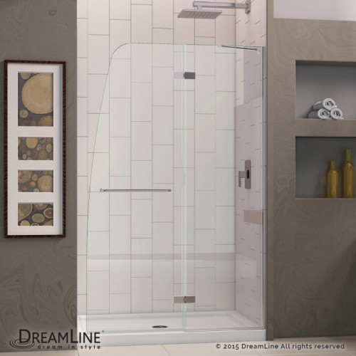 DreamLine Aqua Ultra 45" Frameless Hinged Shower Door, Clear 5/16" Glass Door, Chrome Finish