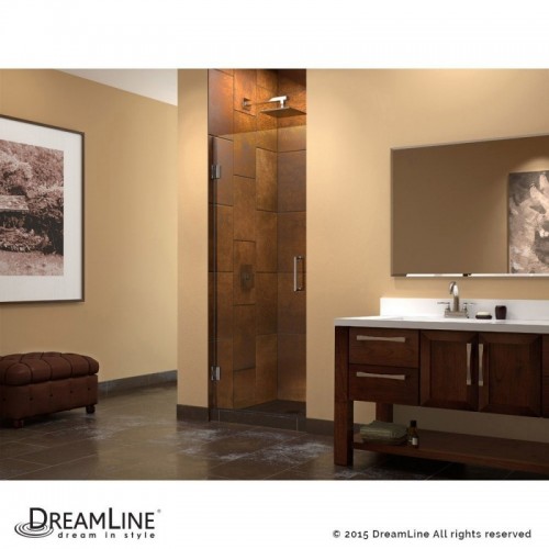 DreamLine Unidoor 24" Frameless Hinged Shower Door, Clear 3/8" Glass Door, Chrome Finish